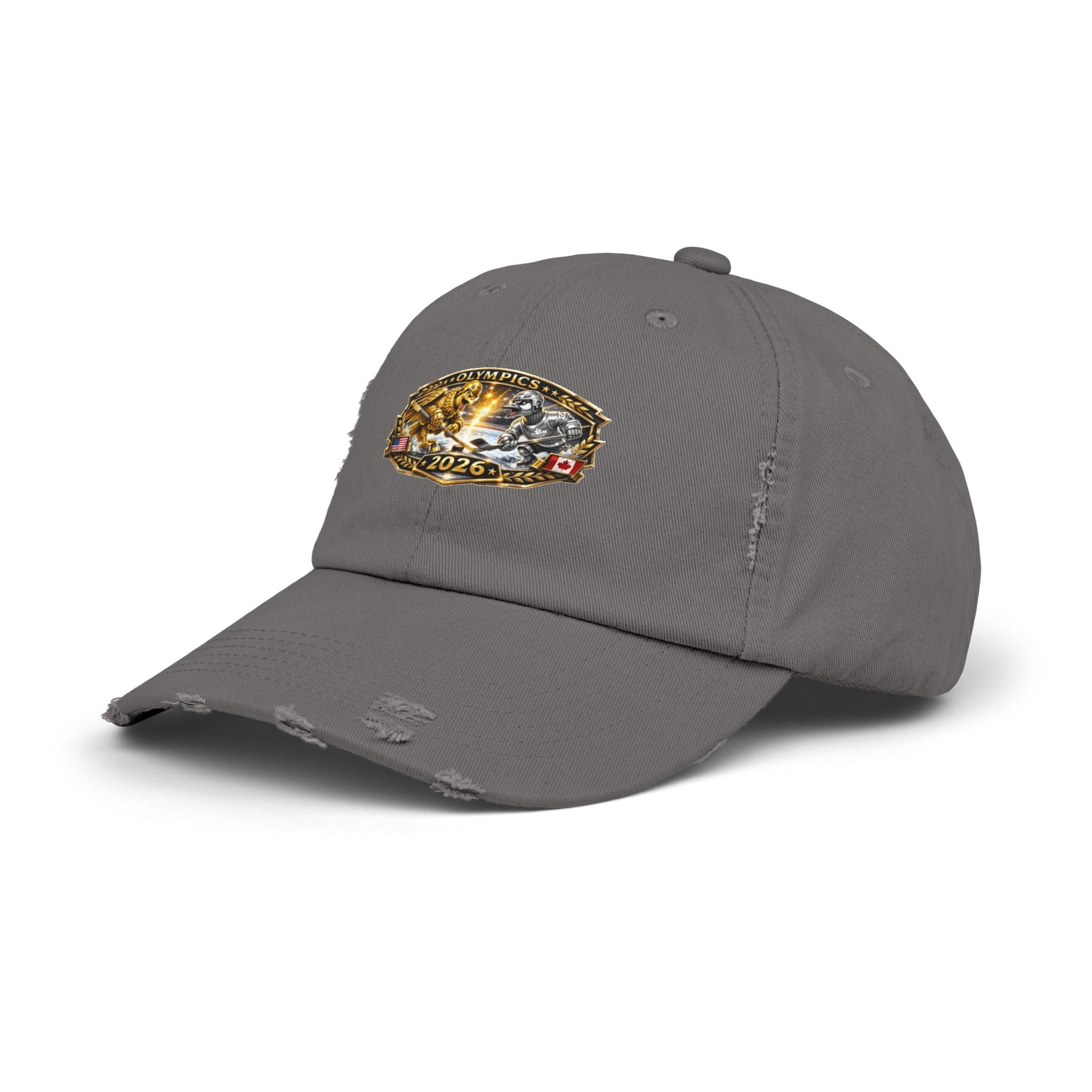 Distressed Baseball Cap — 2026 Olympic Crest Vintage Patch