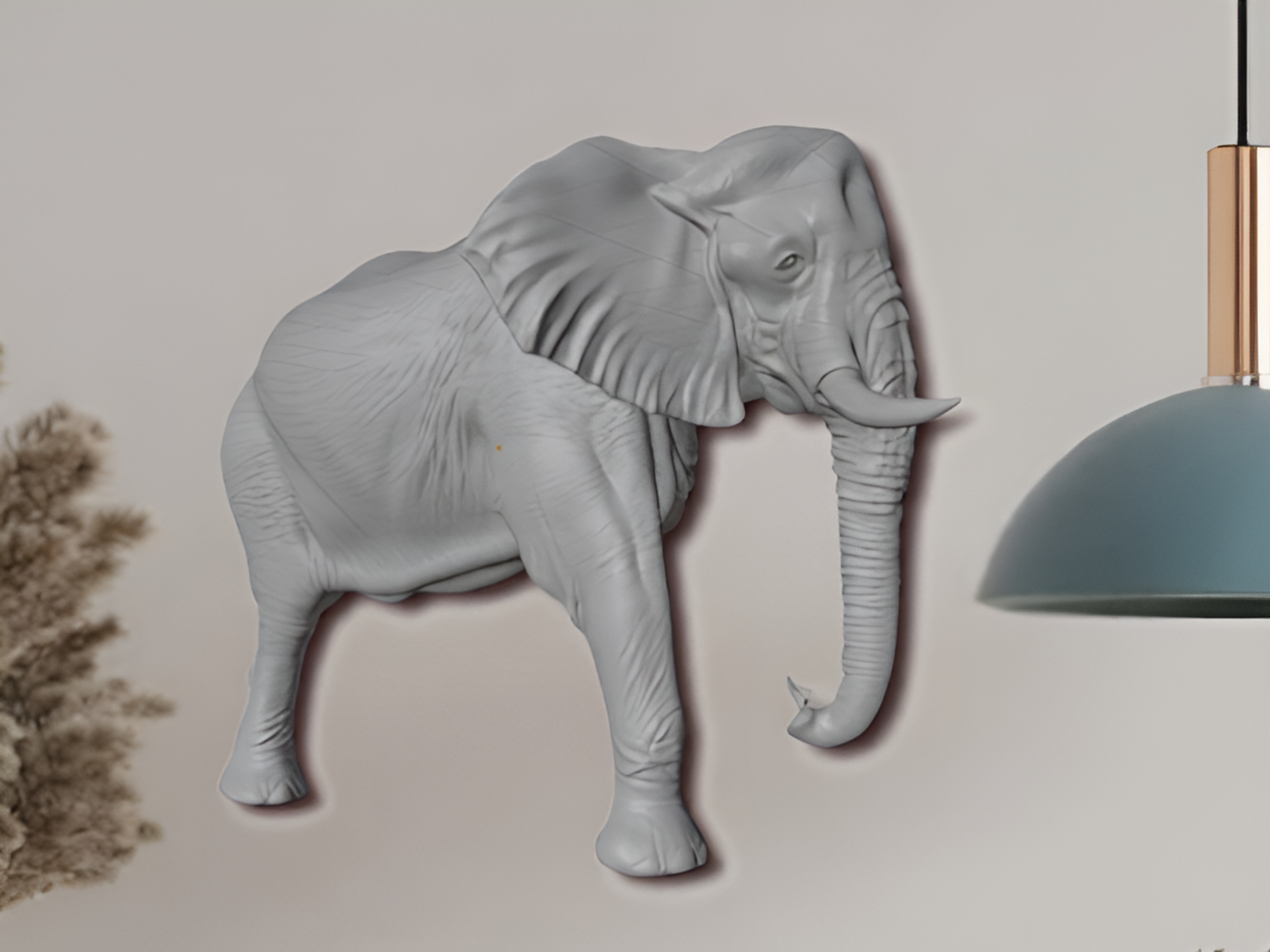 Elephant Wall Mount 3D Print | Wildlife Wall Decor | PLA Grey Sculpture | Large Animal Wall Art | 250mm Elephant Relief