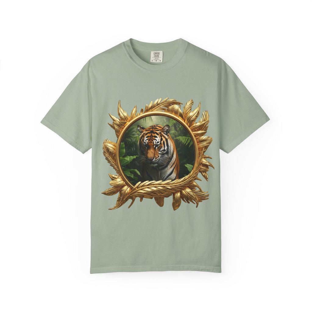 Prowling Tiger T-Shirt, Jungle Wildlife, 3D Gold Print