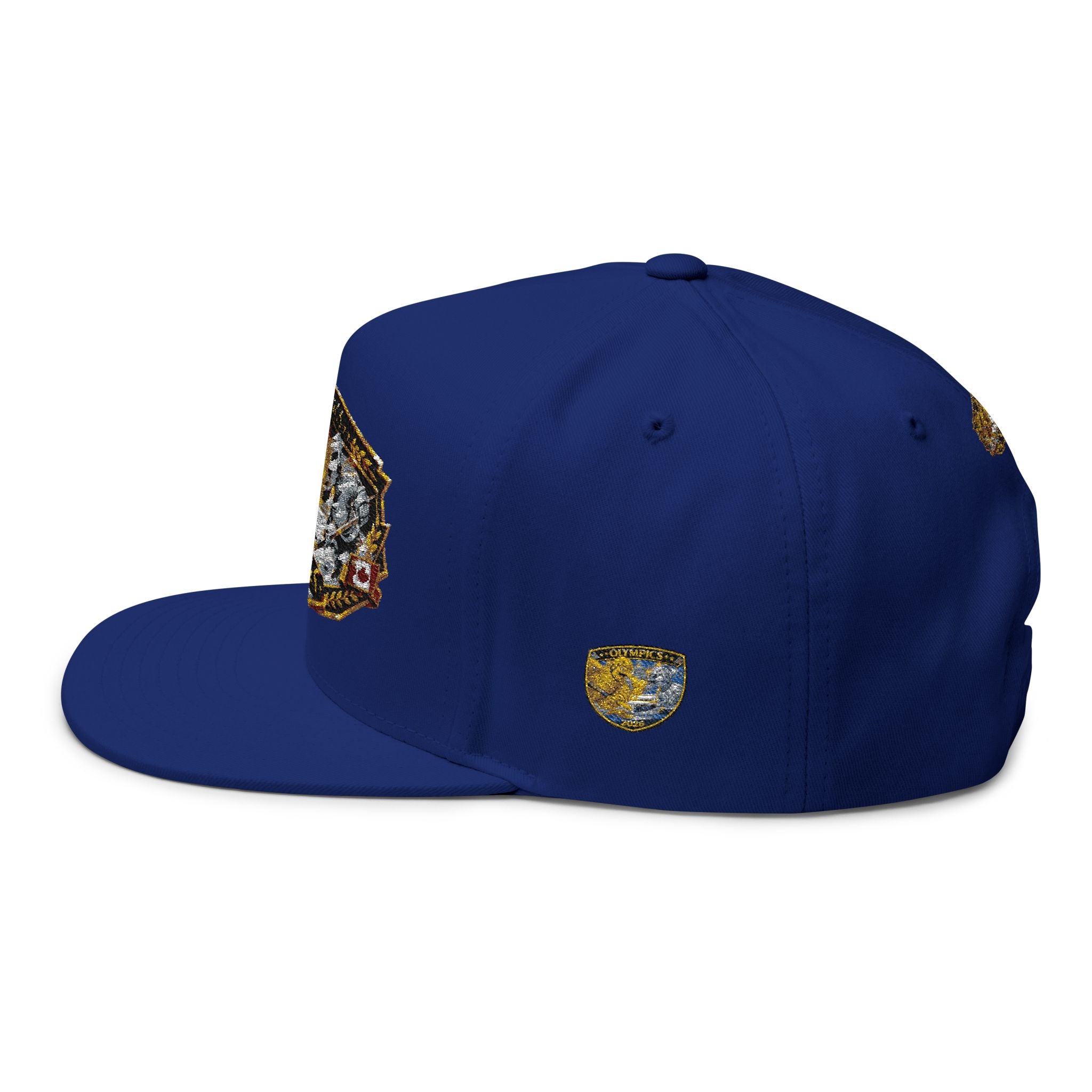 Embroidered 2020 Olympics Flat Bill Cap — Gold Laurel Athlete Patch