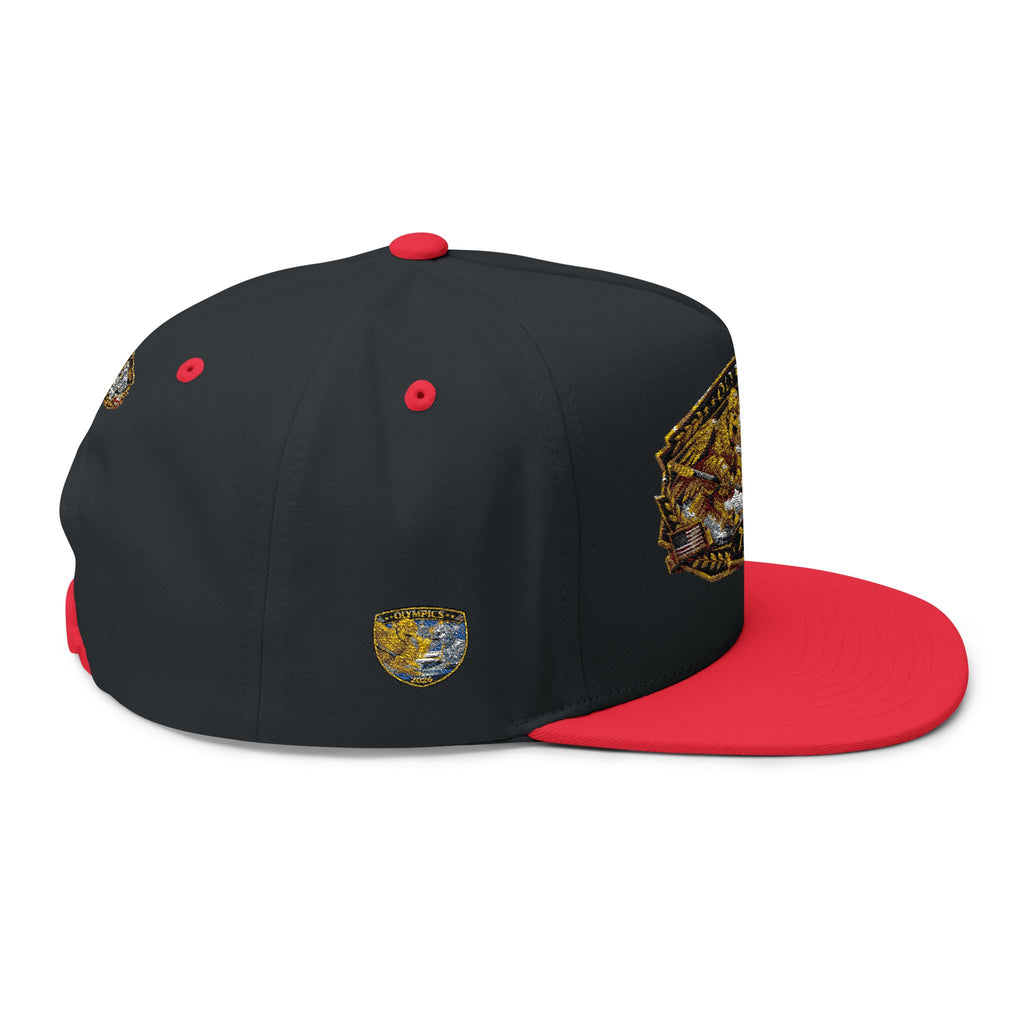 Embroidered 2020 Olympics Flat Bill Cap — Gold Laurel Athlete Patch
