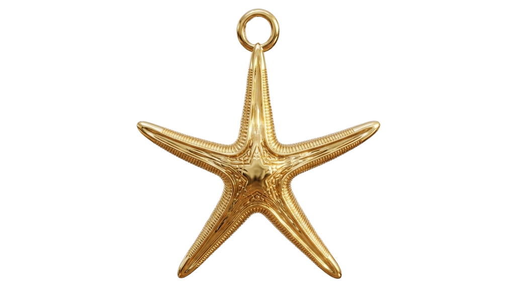 Royal Starfish Pendant Necklace | Astropecten articulatus Sea Star Jewelry | Handmade in 9K Gold, Sterling Silver or Polished Brass