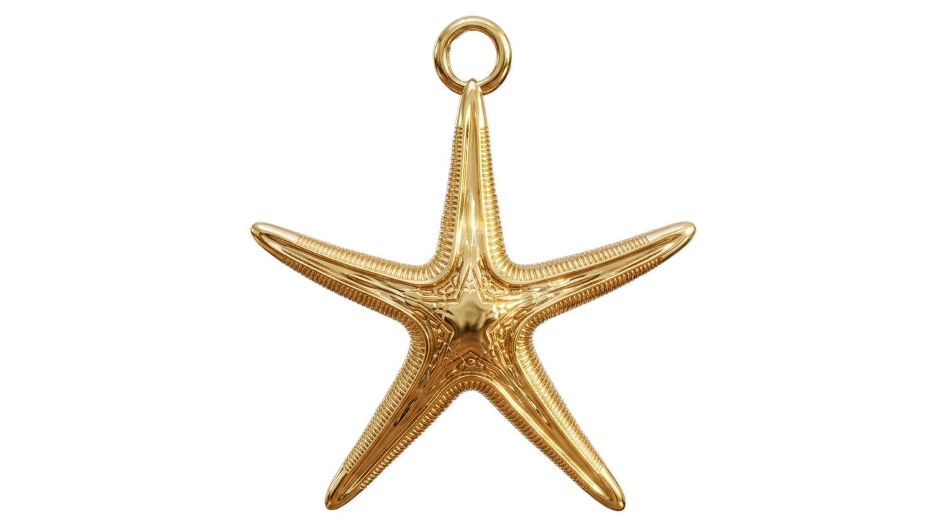 Royal Starfish Pendant Necklace | Astropecten articulatus Sea Star Jewelry | Handmade in 9K Gold, Sterling Silver or Polished Brass