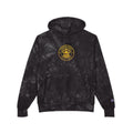 Tie-Dye Champion Hoodie — Embroidered Gold Seal Sweatshirt