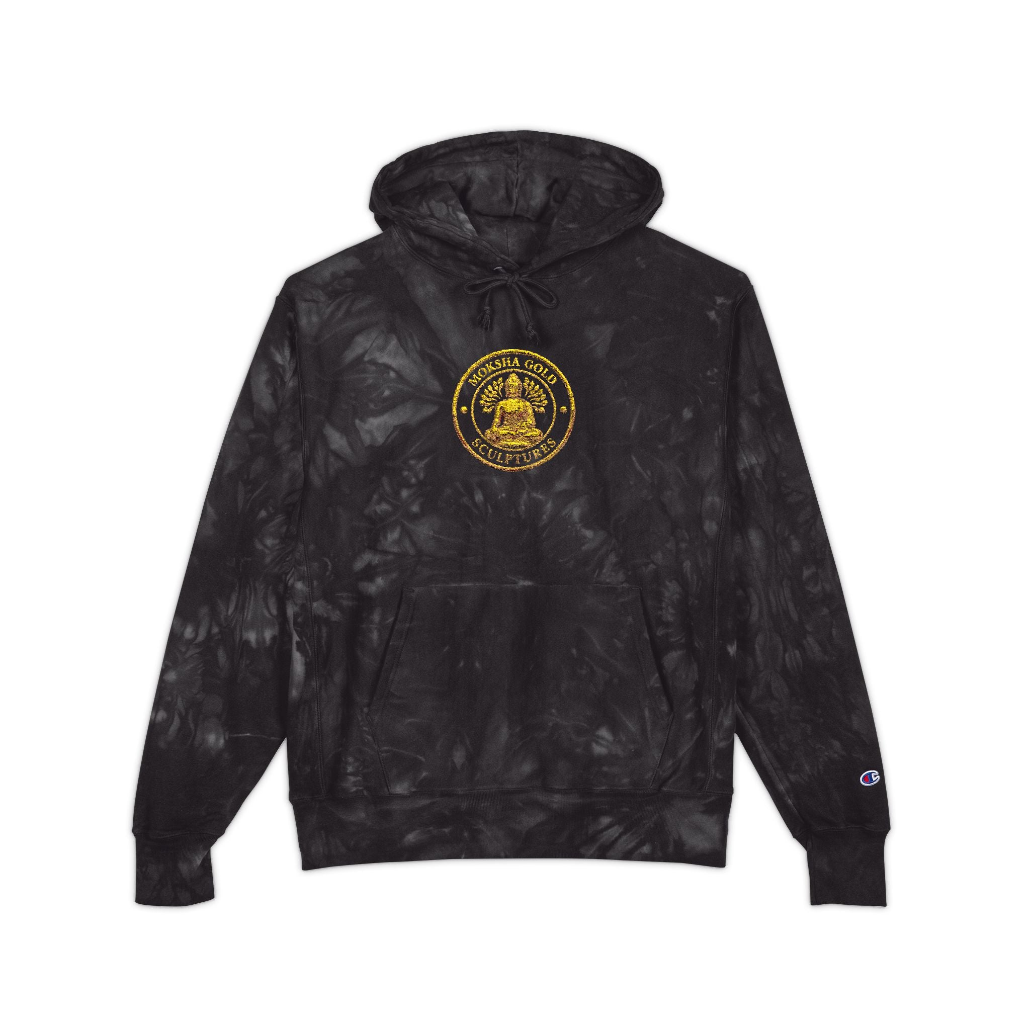 Tie-Dye Champion Hoodie — Embroidered Gold Seal Sweatshirt