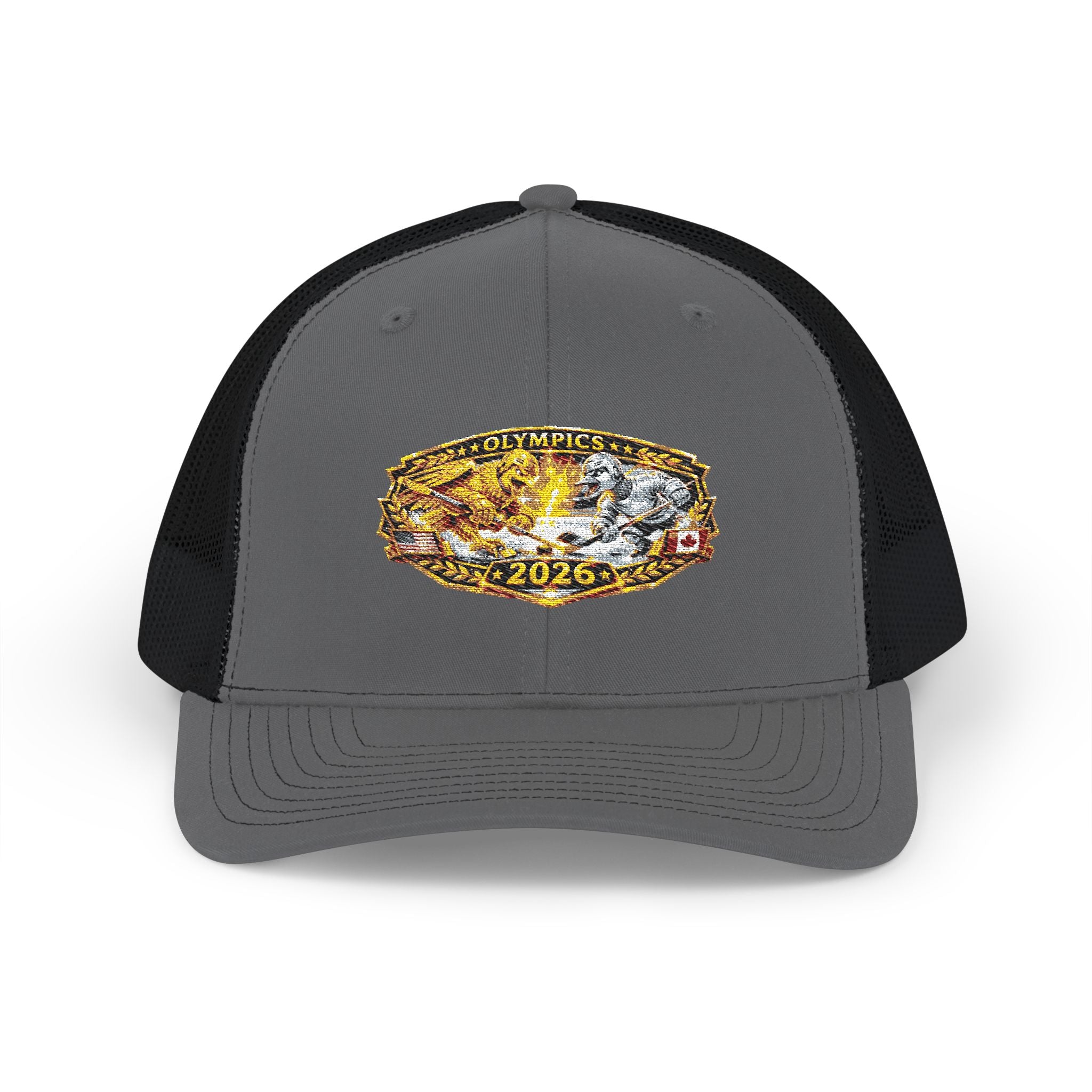 Embroidered Championship Ring Snapback Trucker Hat – 2026 Gold Bling Design