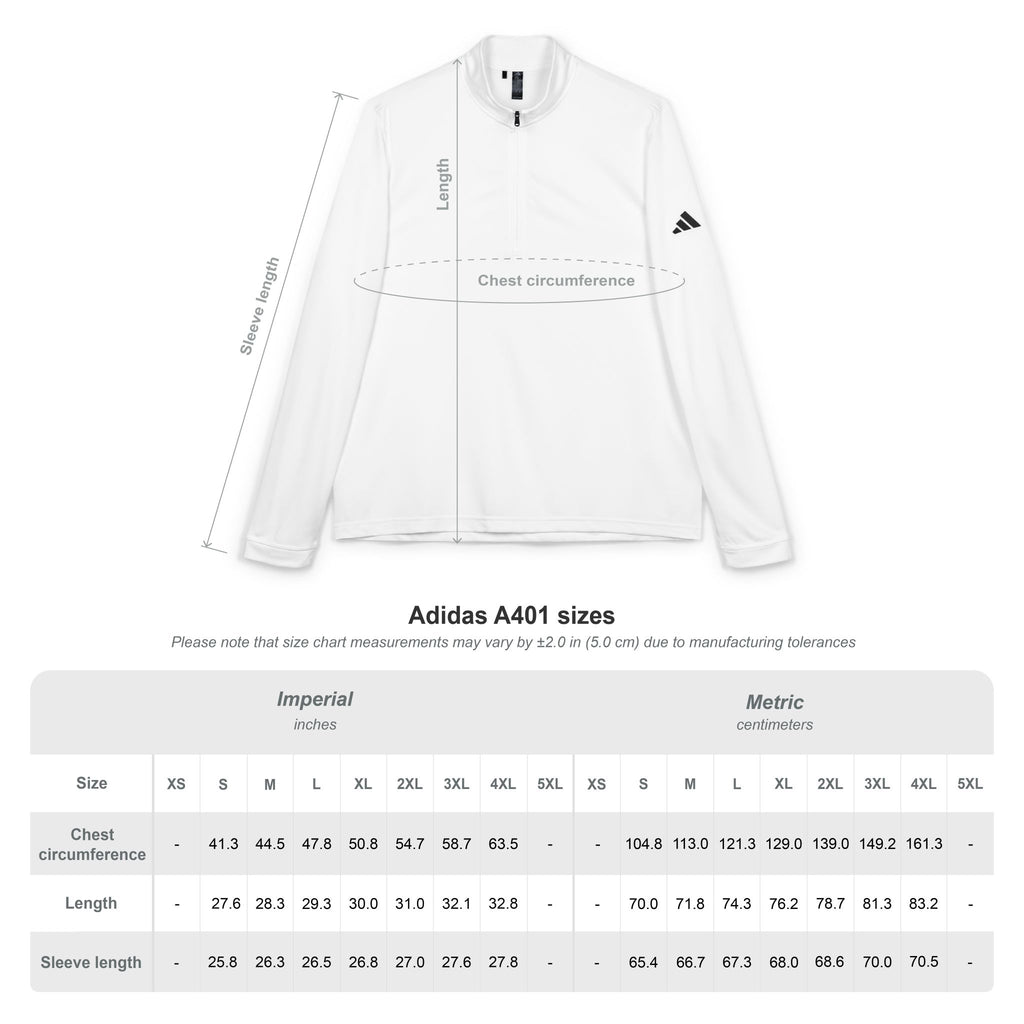 Embroidered adidas Quarter-Zip Pullover — White Performance Jacket with Crest