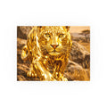 Polished Gold Leopard Statue Wall Art Poster Luxury Safari Animal Decor Realistic Metallic Wildlife Artwork Modern Home Living Room Interior