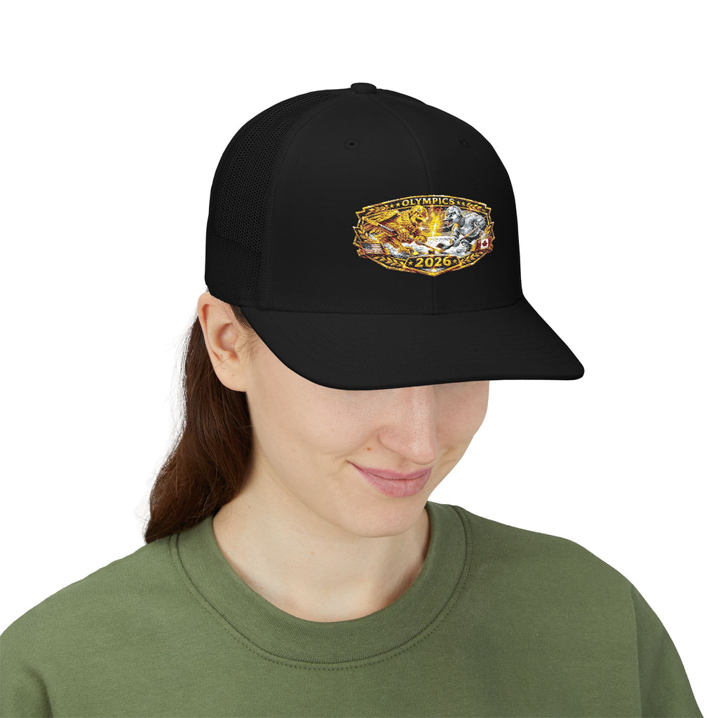 Embroidered Championship Ring Snapback Trucker Hat – 2026 Gold Bling Design