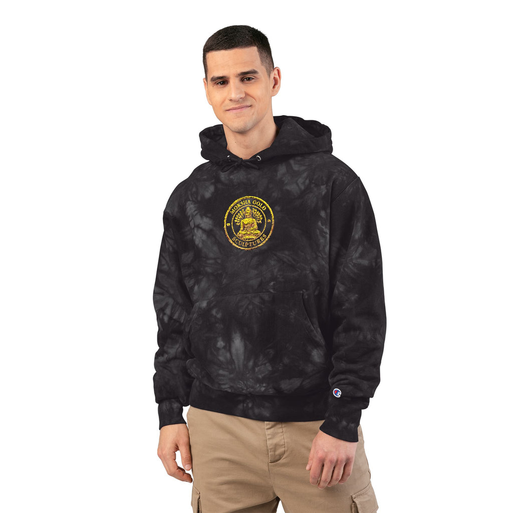 Tie-Dye Champion Hoodie — Embroidered Gold Seal Sweatshirt
