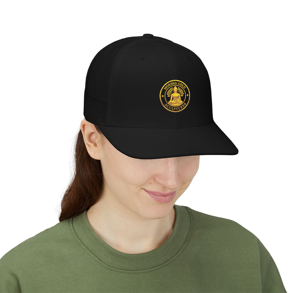 Embroidered Trucker Cap — Classic Gold Crest Snapback