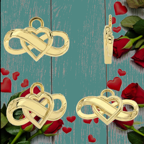 Infinity Heart Pendant Necklace – Solid Gold, Silver or Brass – Romantic Love Symbol Jewelry