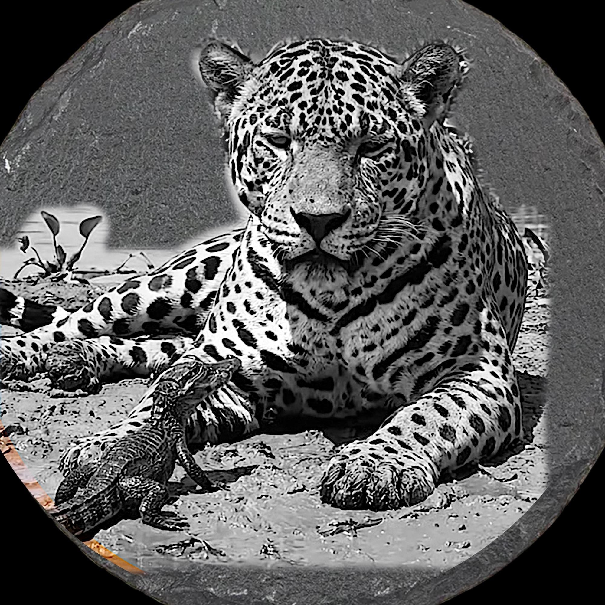 Leopard & Baby Crocodile PNG | Waterhole Scene | African Safari Wildlife | Laser Engraving Digital Download