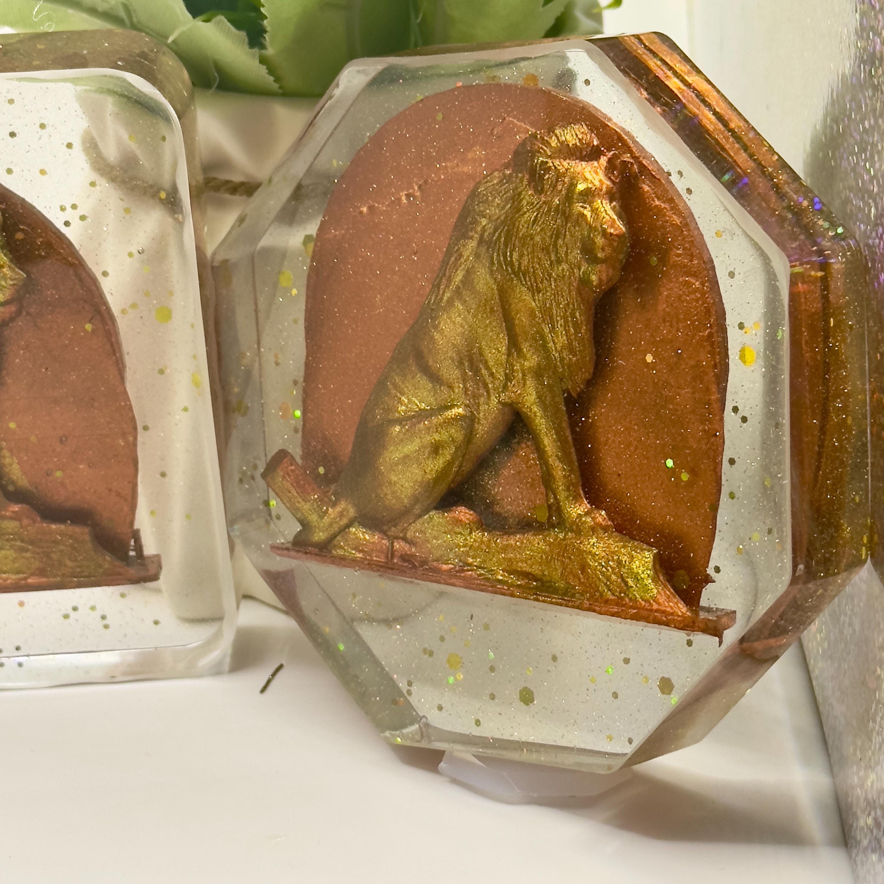 3D Lion Resin Coaster – Handmade Lion Lover Gift, Wildlife Decor, Safari Animal Accessory