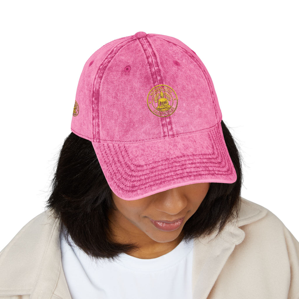 Vintage Embroidered Cap – Gold Seal Logo Hat