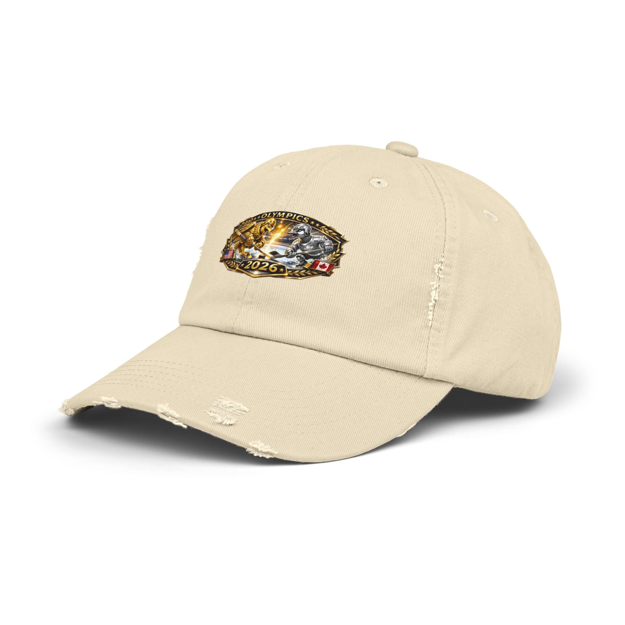 Distressed Baseball Cap — 2026 Olympic Crest Vintage Patch