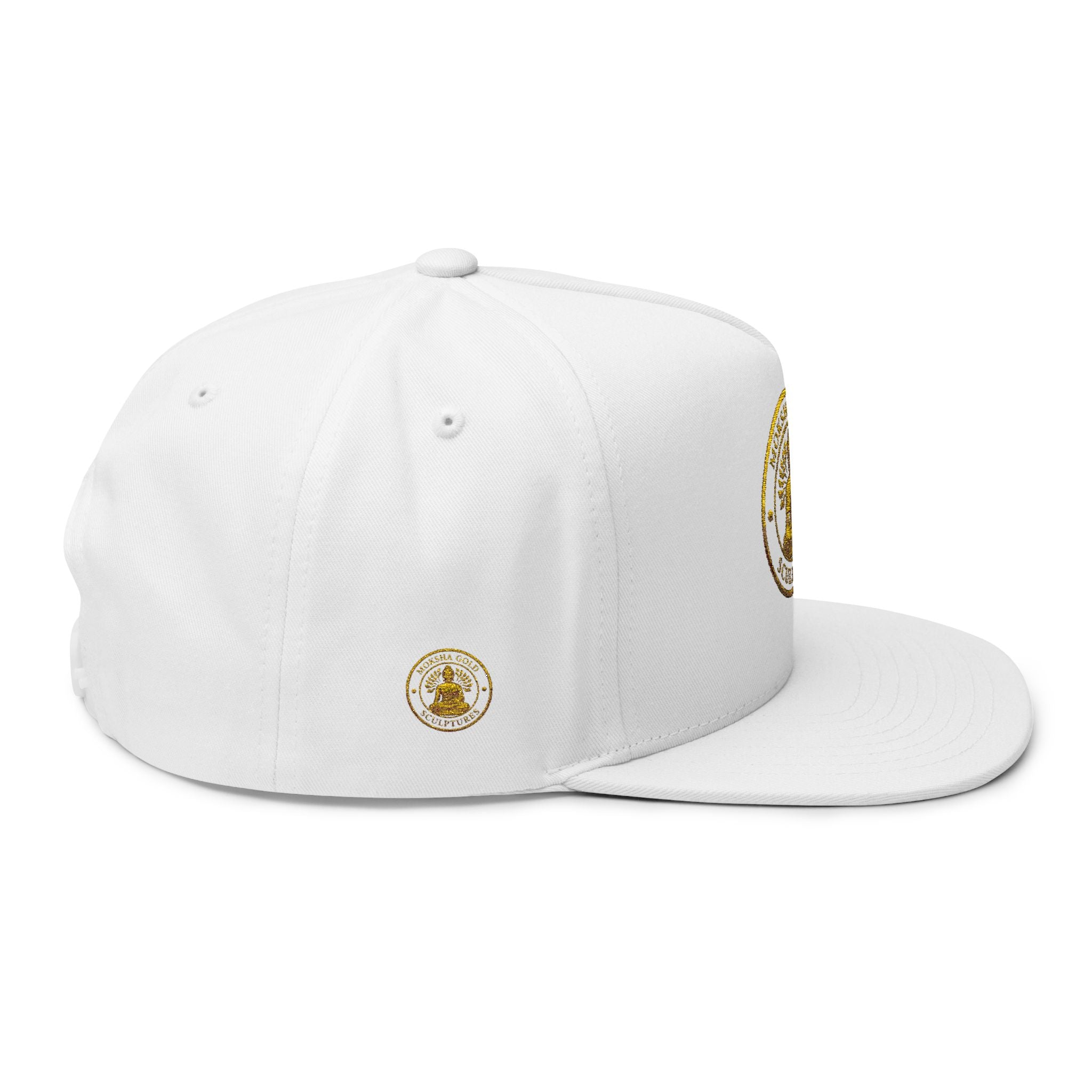 Embroidered Golden Buddha Flat Bill Cap