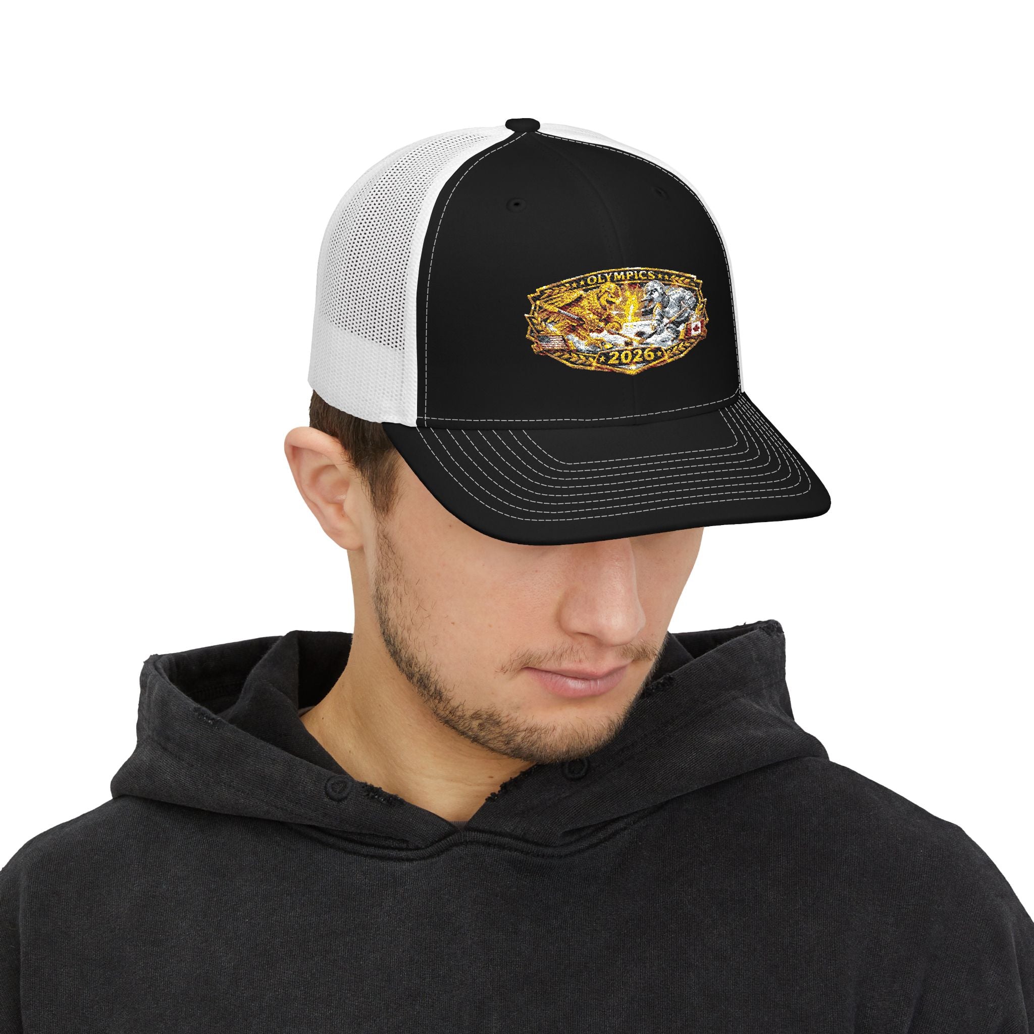 Embroidered Championship Ring Snapback Trucker Hat – 2026 Gold Bling Design