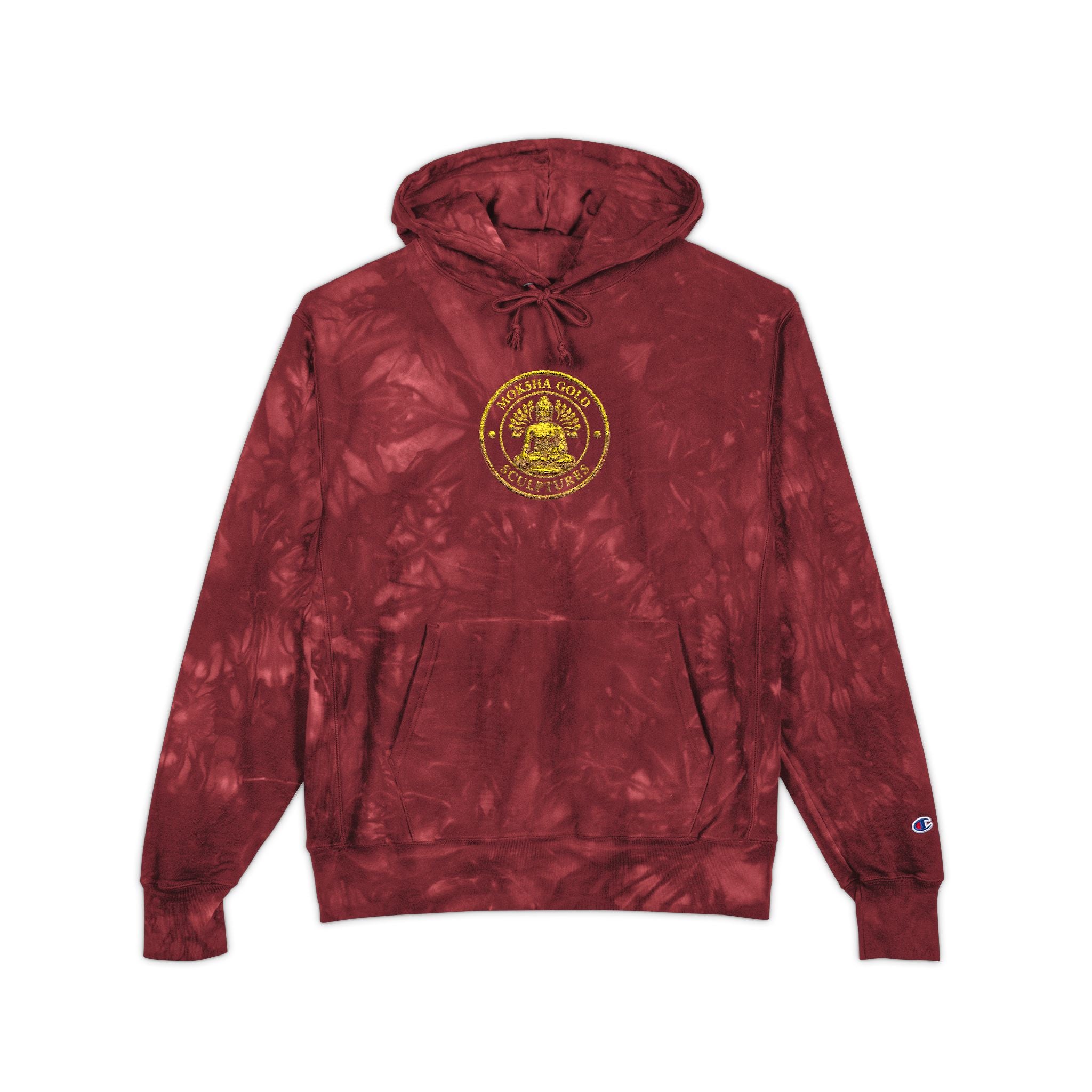Tie-Dye Champion Hoodie — Embroidered Gold Seal Sweatshirt