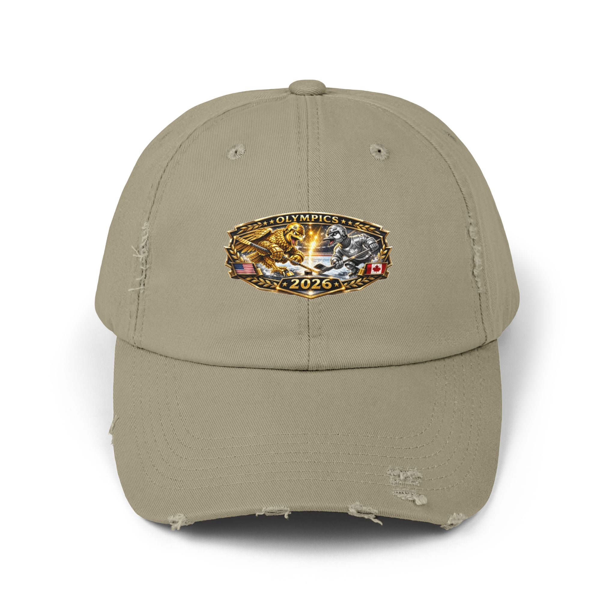 Distressed Baseball Cap — 2026 Olympic Crest Vintage Patch