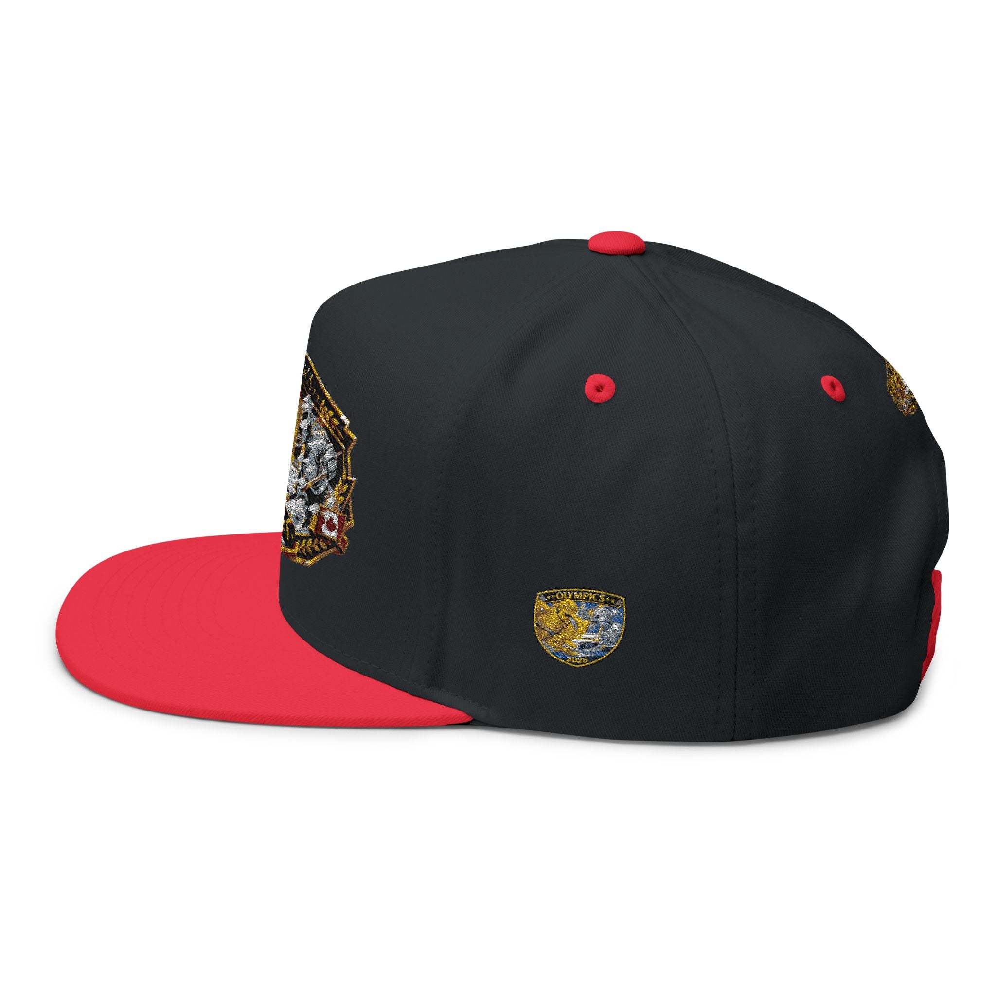 Embroidered 2020 Olympics Flat Bill Cap — Gold Laurel Athlete Patch