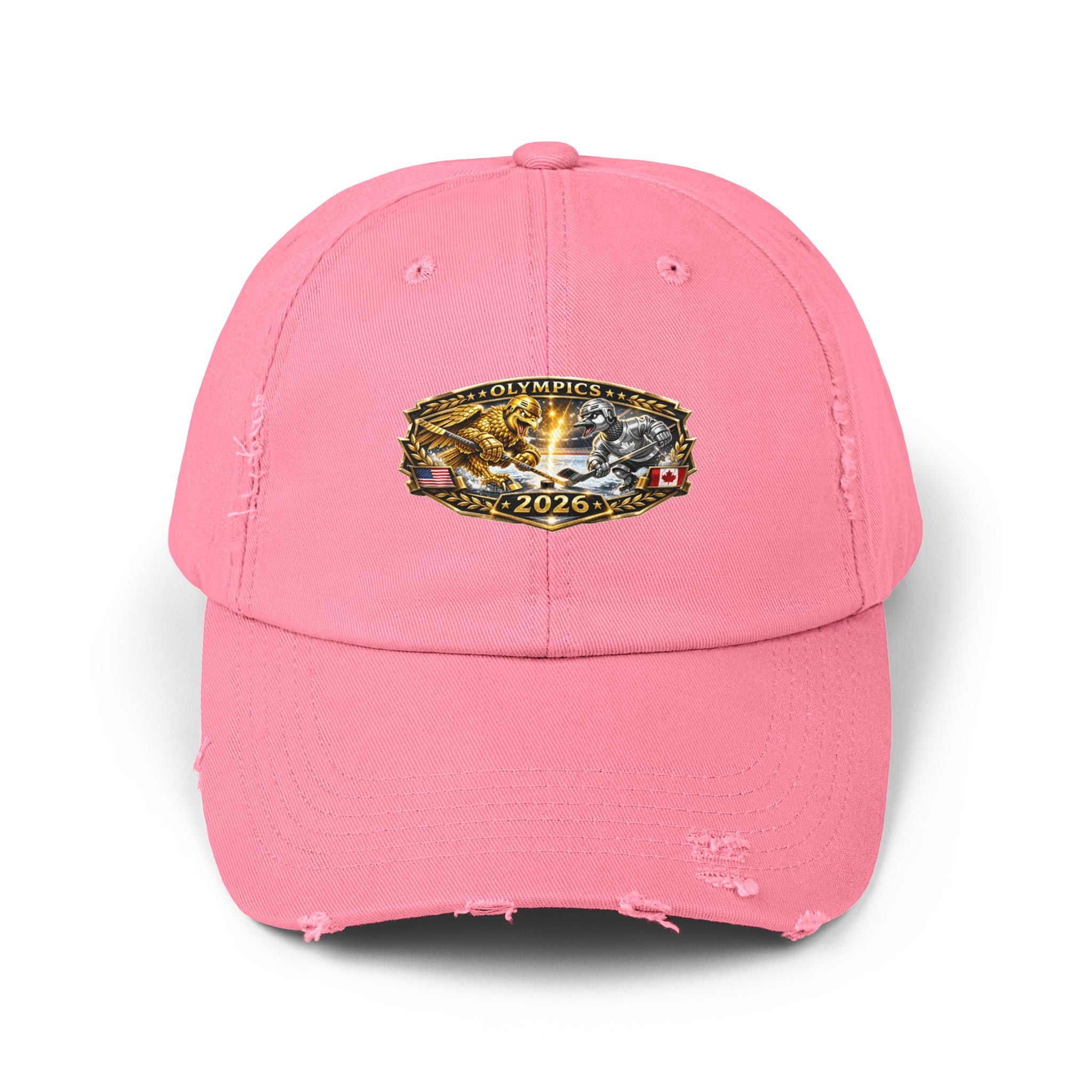 Distressed Baseball Cap — 2026 Olympic Crest Vintage Patch
