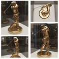 12 cm Golfer Sculpture – Hollow Bronze or Brass Miniature, Golf Swing Figurine, Collectible Sports Decor Gift