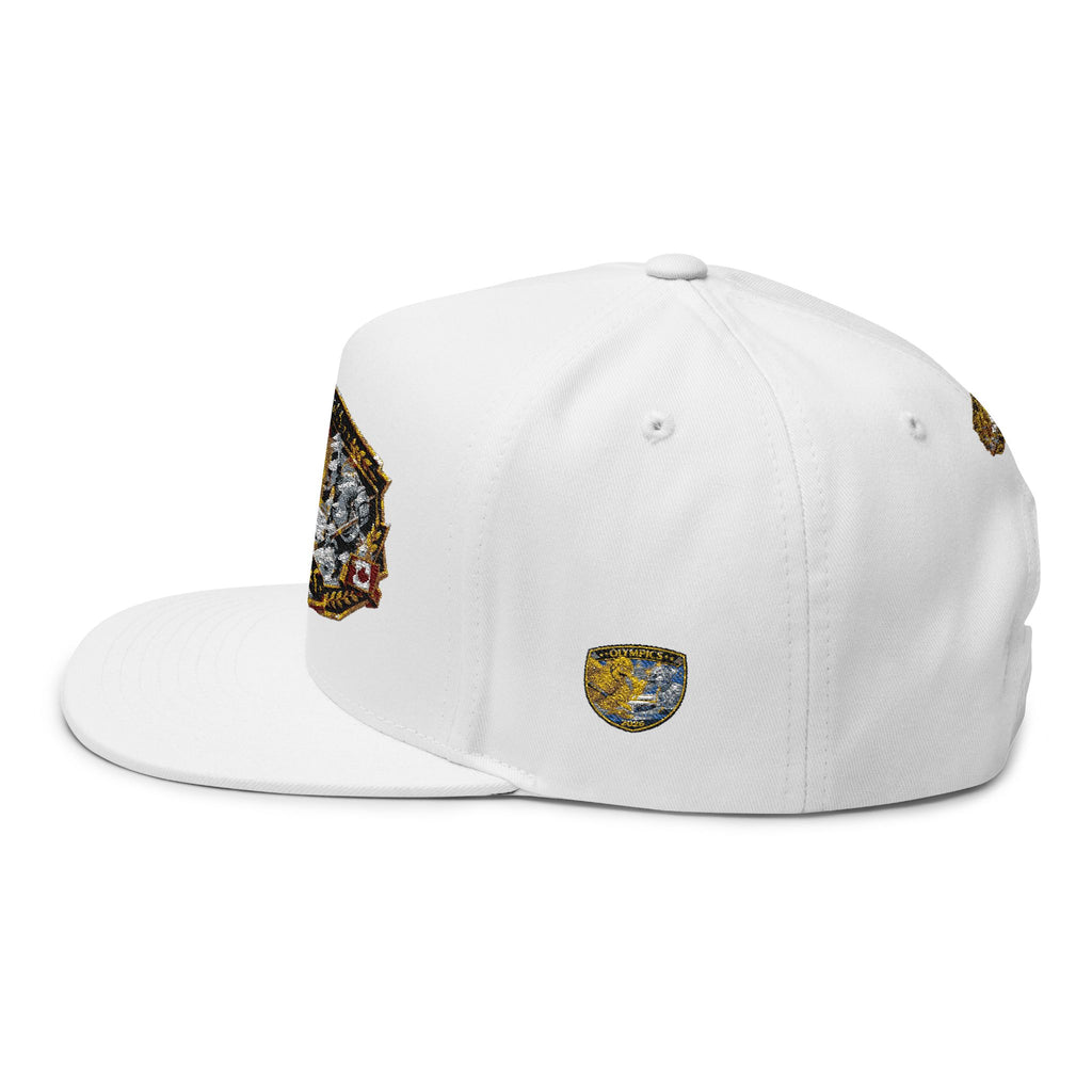 Embroidered 2020 Olympics Flat Bill Cap — Gold Laurel Athlete Patch