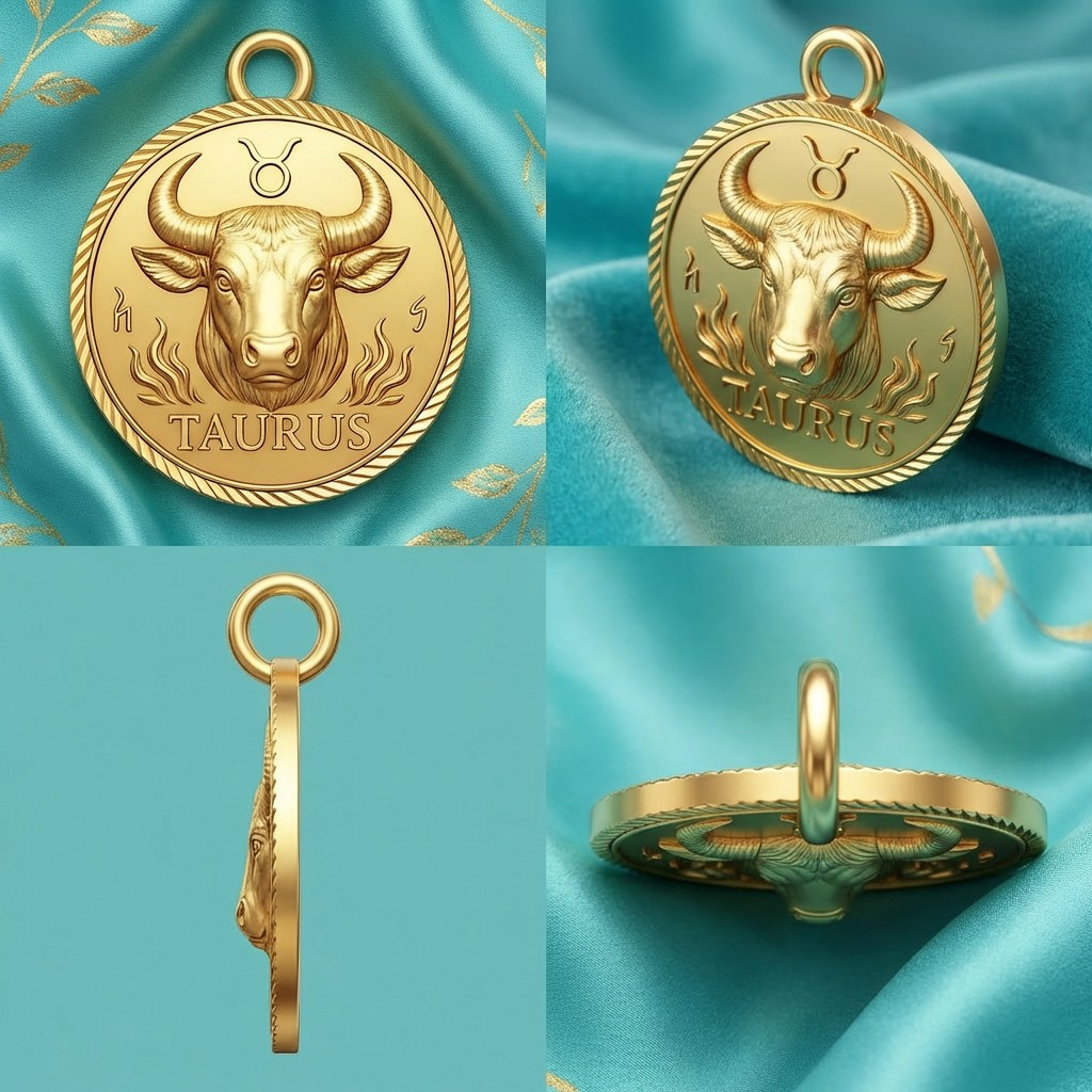 Taurus Zodiac Pendant Necklace in Gold, Silver, and Brass – 3D Bull Design with Jump Ring for Astrology Lovers