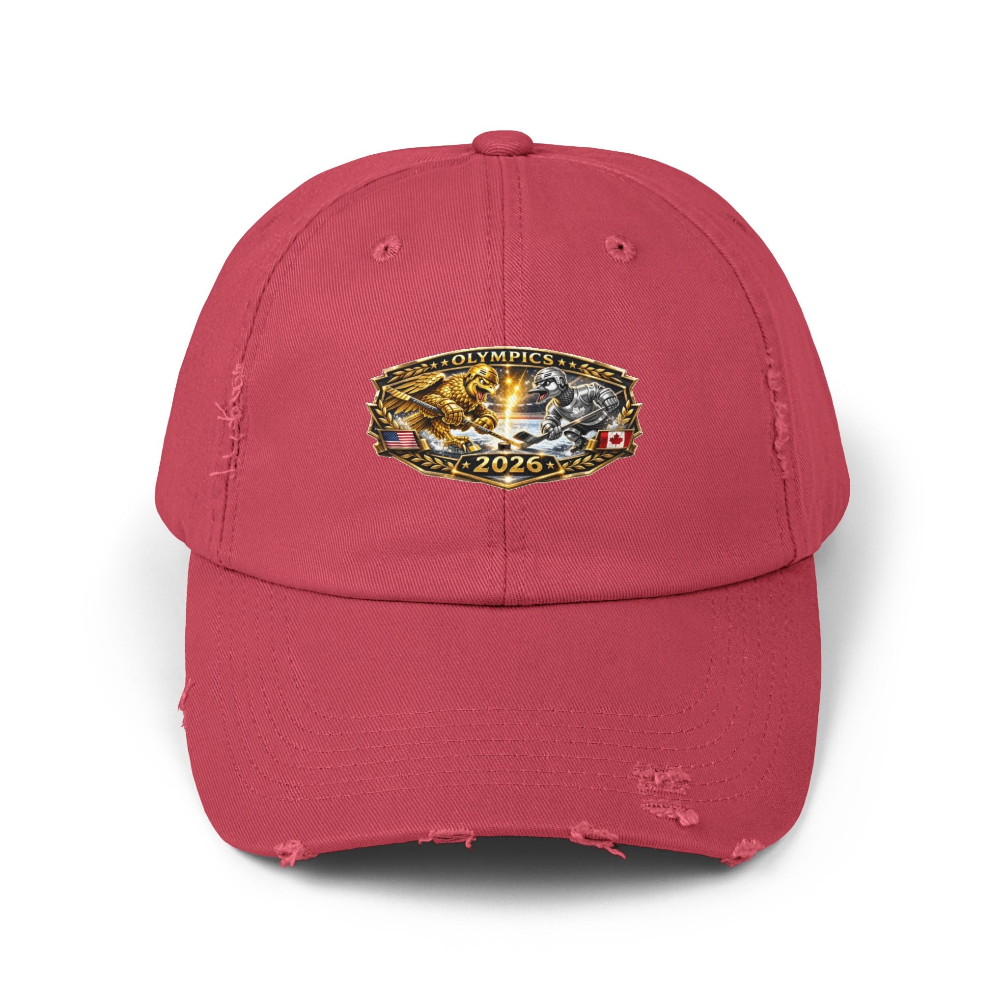 Distressed Baseball Cap — 2026 Olympic Crest Vintage Patch