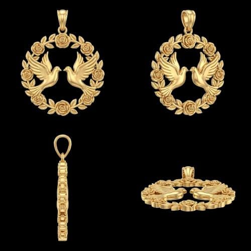 3D Dove Pendant – 18K Gold or Sterling Silver Love Jewelry