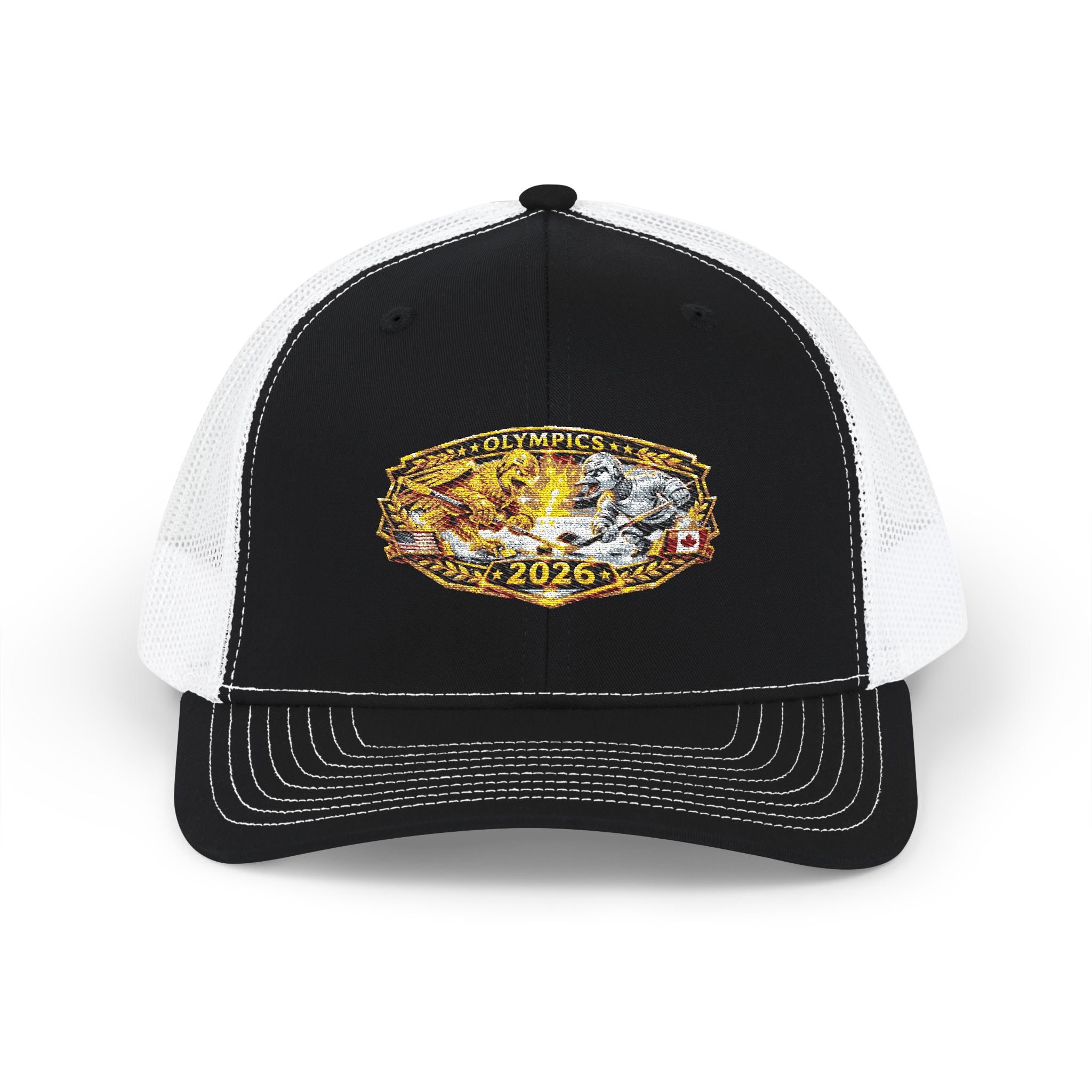Embroidered Championship Ring Snapback Trucker Hat – 2026 Gold Bling Design
