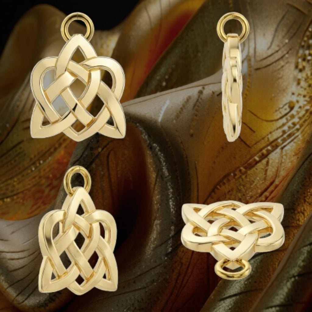 Celtic Knot Heart Pendant Necklace – Solid Gold, Silver or Brass – Romantic Irish Love Jewelry