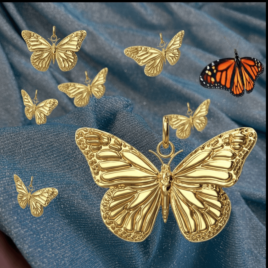 Monarch Butterfly Pendant 20x28x4mm – Nature Inspired Jewelry in Gold, Silver or Brass