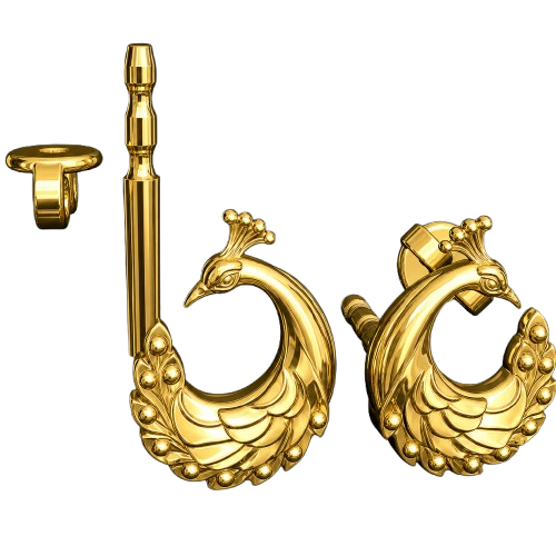 Peacock Stud Earrings – 9K Gold, Sterling Silver 925 or Polished Brass | Elegant Peacock Bird Earrings | Nature Inspired Jewellery | Handmade Gift for Her