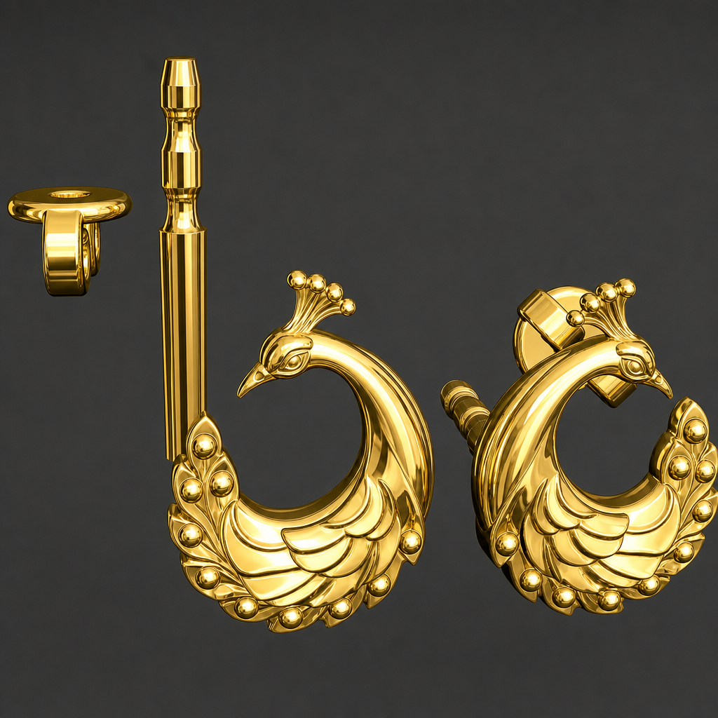 Peacock Stud Earrings – 9K Gold, Sterling Silver 925 or Polished Brass | Elegant Peacock Bird Earrings | Nature Inspired Jewellery | Handmade Gift for Her