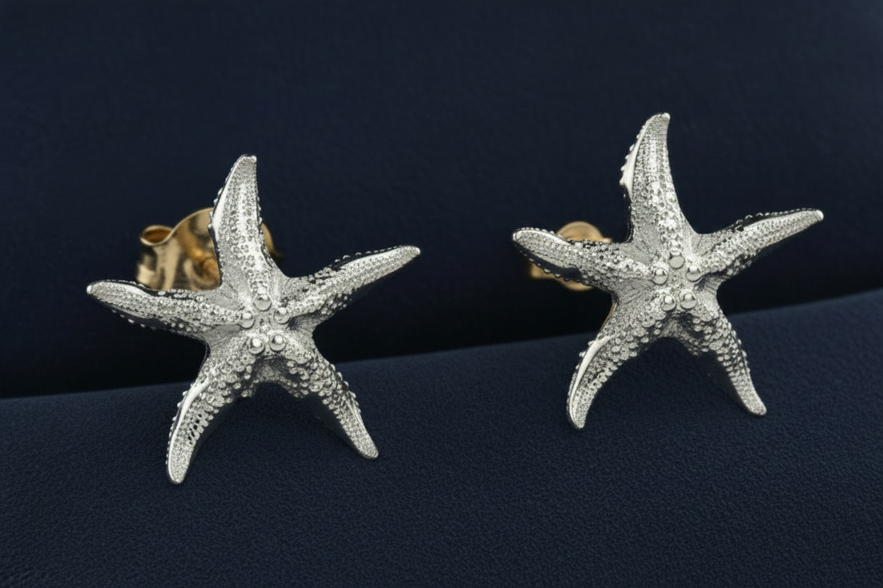 Starfish Stud Earrings | 9K Gold, Sterling Silver or Brass | Beach Jewelry | Ocean Inspired Earrings | Sea Star Studs | Coastal Gift for Her
