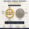 Aquarius Symbol Zodiac Pendant Necklace, 25mm Aquarius Constellation Pendant, Water Bearer Astrology Necklace, 9K Gold, Sterling Silver or Yellow Brass Gift