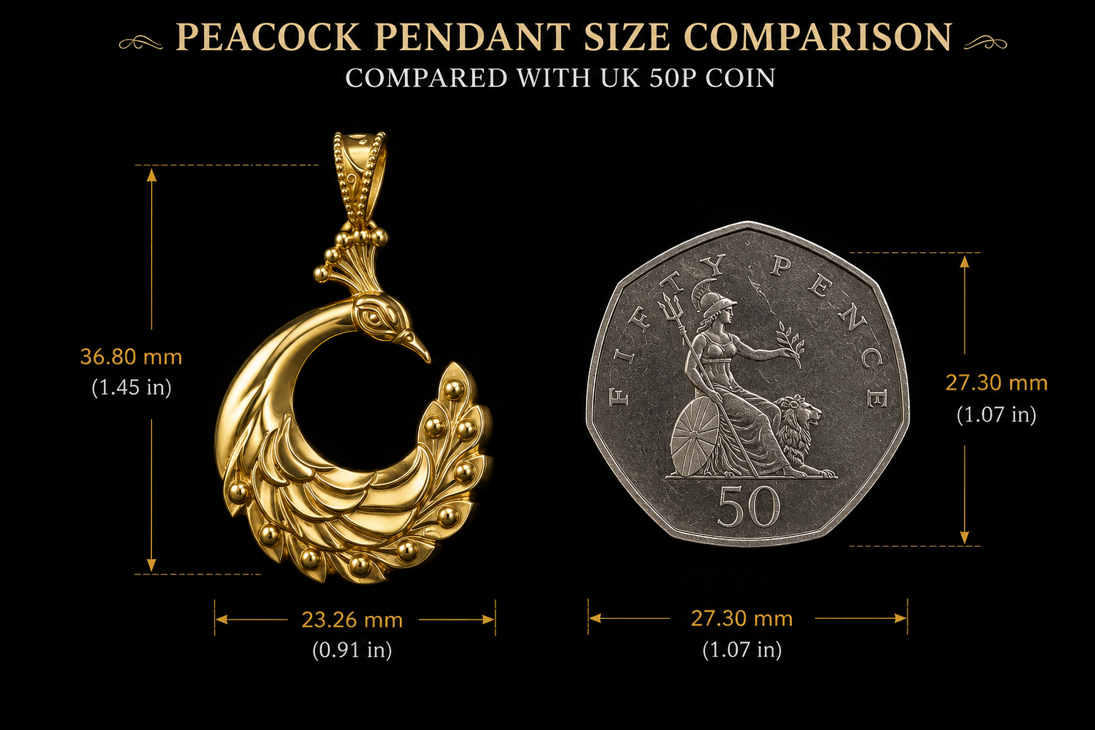 Peacock Pendant Necklace | 9K Gold, Sterling Silver 925 or Brass | Elegant Peacock Bird Charm | Art Deco Jewelry | Gift for Her