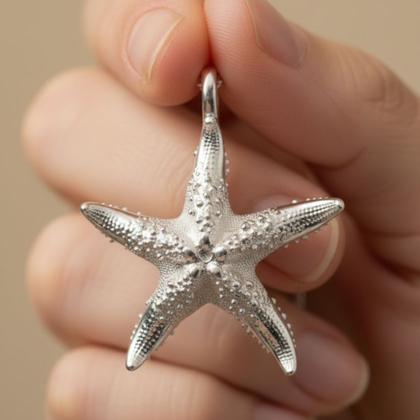 Starfish Pendant Necklace | 9K Gold, Sterling Silver or Polished Yellow Brass | Ocean Jewelry | Beach Necklace | Nautical Pendant | Sea Life Gift for Her