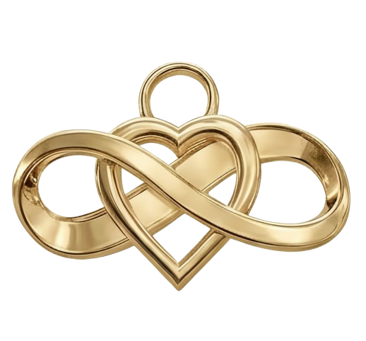 Infinity Heart Pendant Necklace – Solid Gold, Silver or Brass – Romantic Love Symbol Jewelry