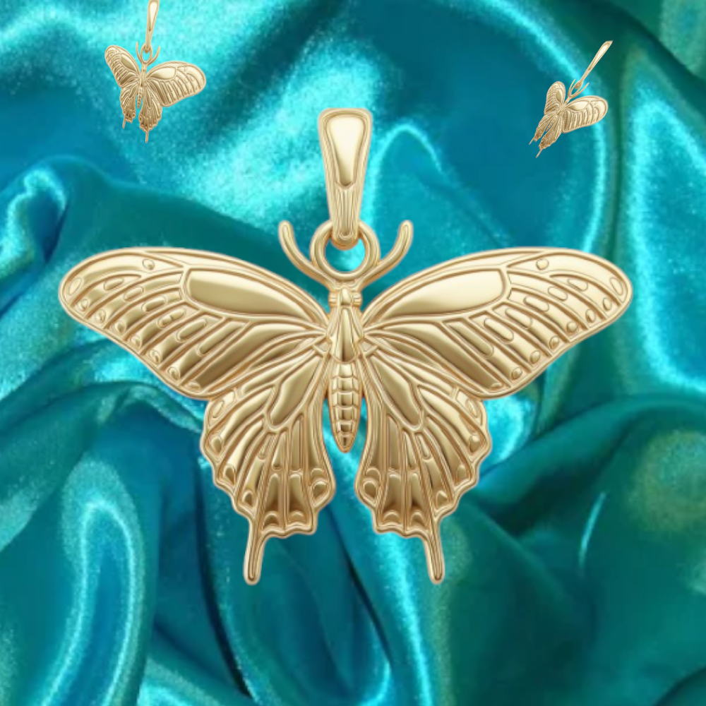 Black Swallowtail Butterfly Pendant – 23x20x5mm – Available in Gold, Silver & Brass