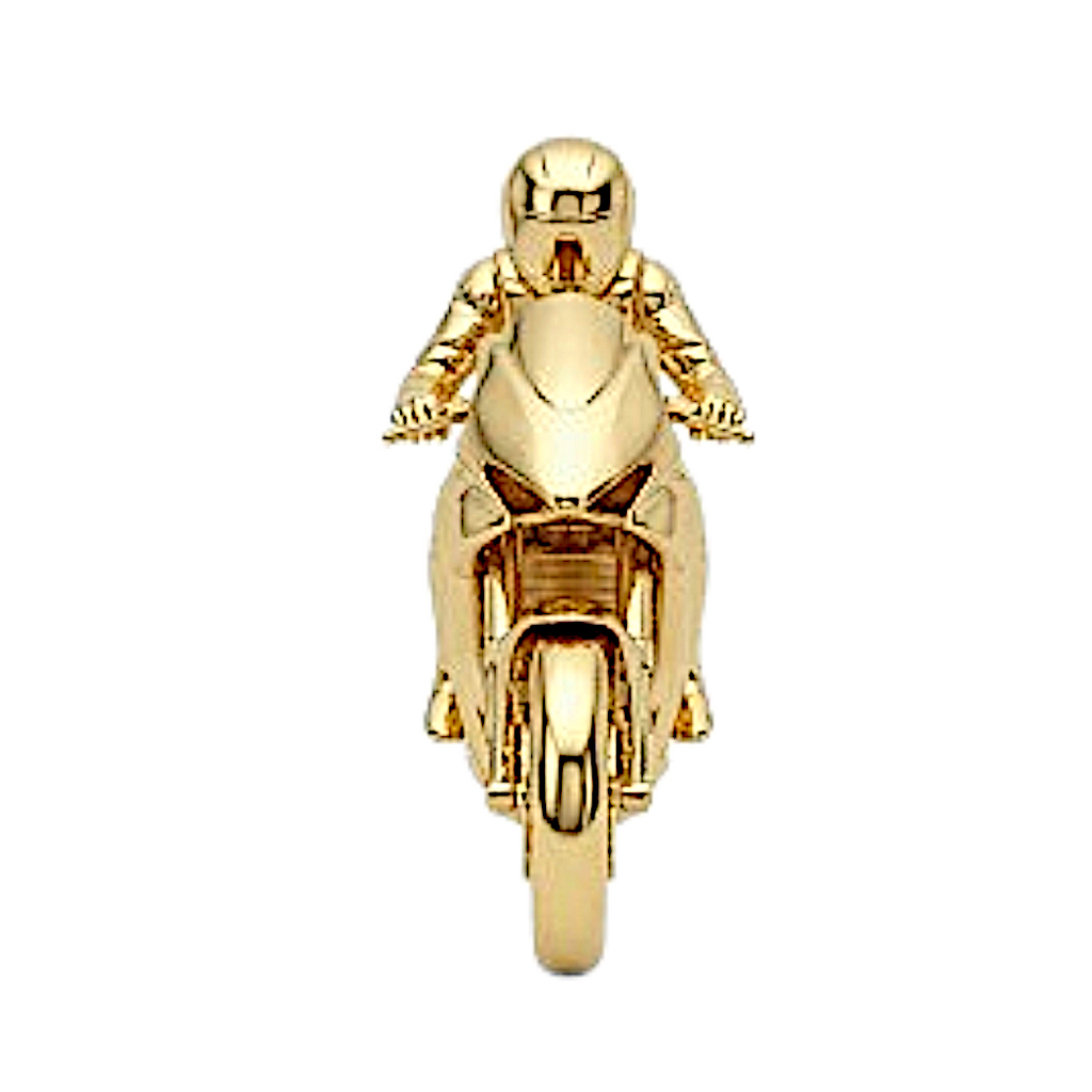 Solid Gold Racing Motorbike Pendant Necklace | Biker Jewelry Gift for Motorcycle Lovers