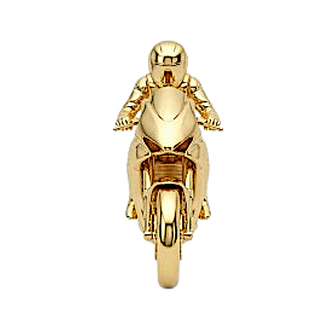 Solid Gold Racing Motorbike Pendant Necklace | Biker Jewelry Gift for Motorcycle Lovers