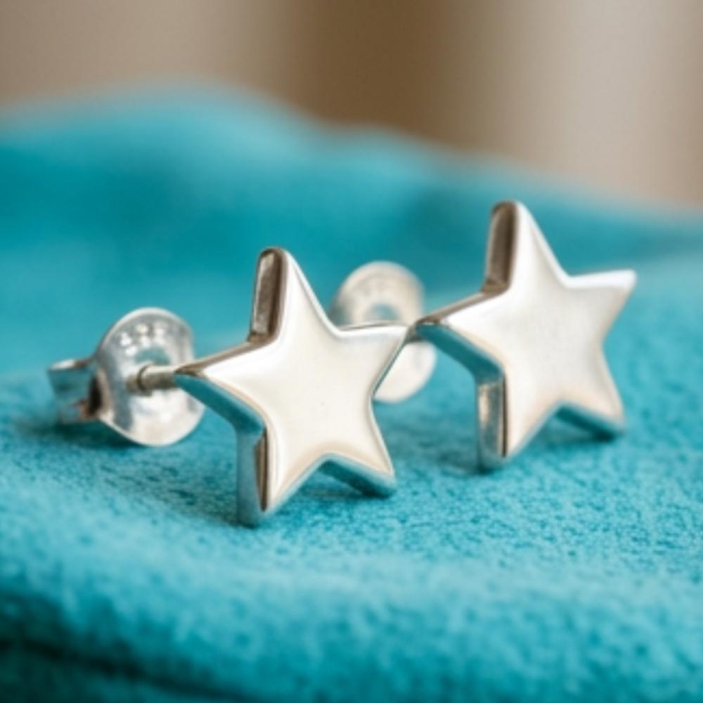 Star Stud Earrings Yellow Gold Rose Gold White Gold Minimalist Unisex Jewelry 12mm