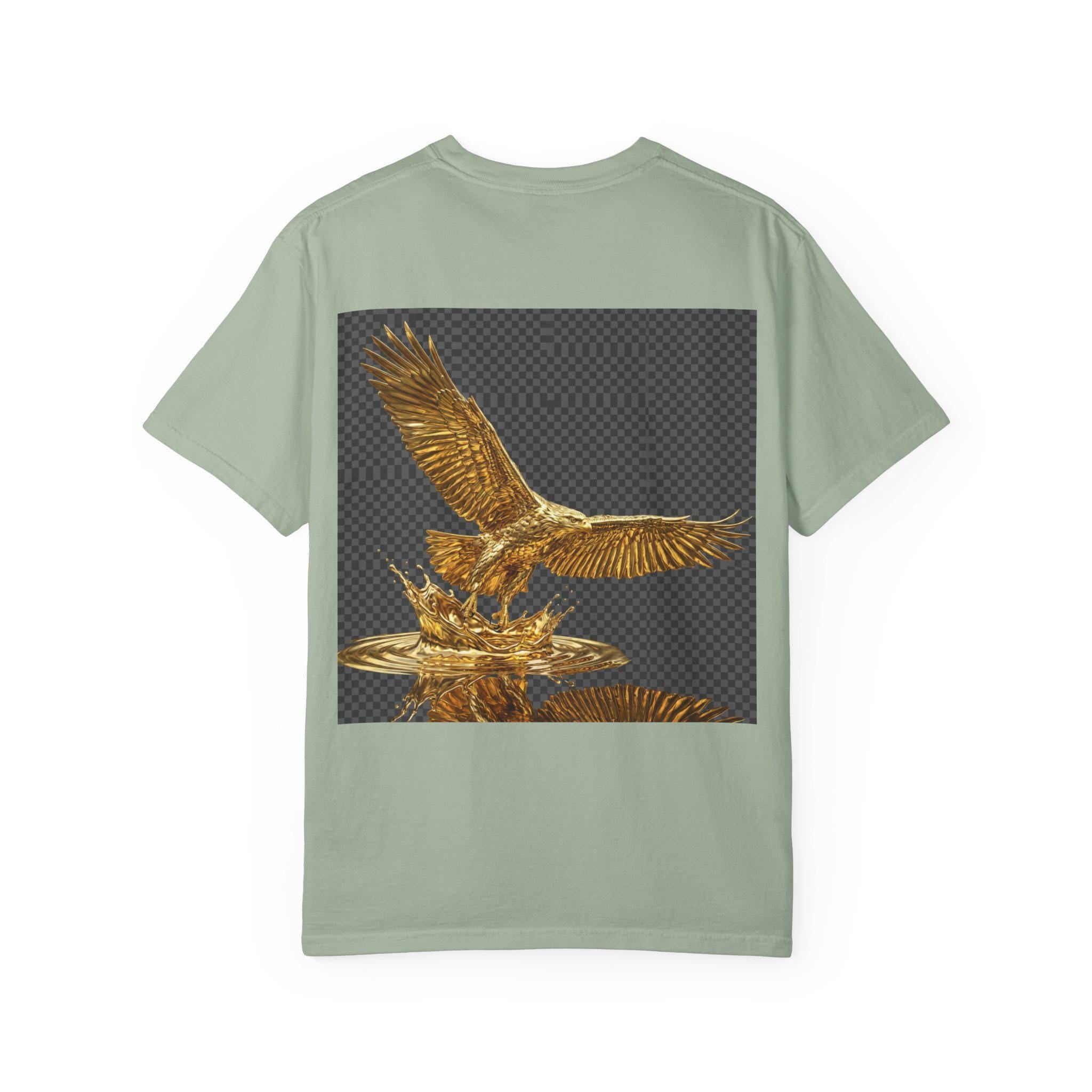Bald Eagle with Splash  3D Gold Print Wildlife T-Shirt, Majestic American Predator Design