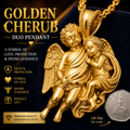 Golden Cherub Duo Pendant Necklace | Guardian Angel Jewelry | 9K Gold, Sterling Silver & Yellow Brass | Handmade Religious Gift