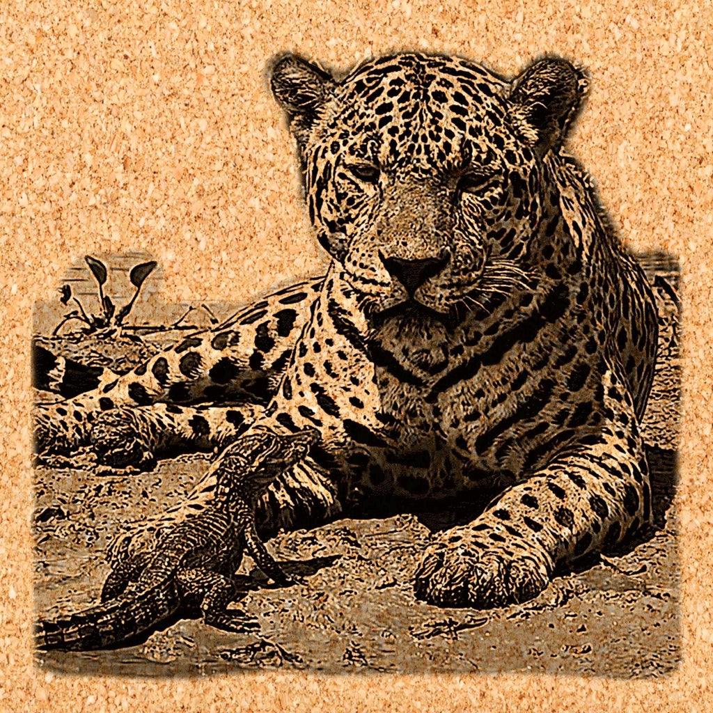Leopard & Baby Crocodile PNG | Waterhole Scene | African Safari Wildlife | Laser Engraving Digital Download