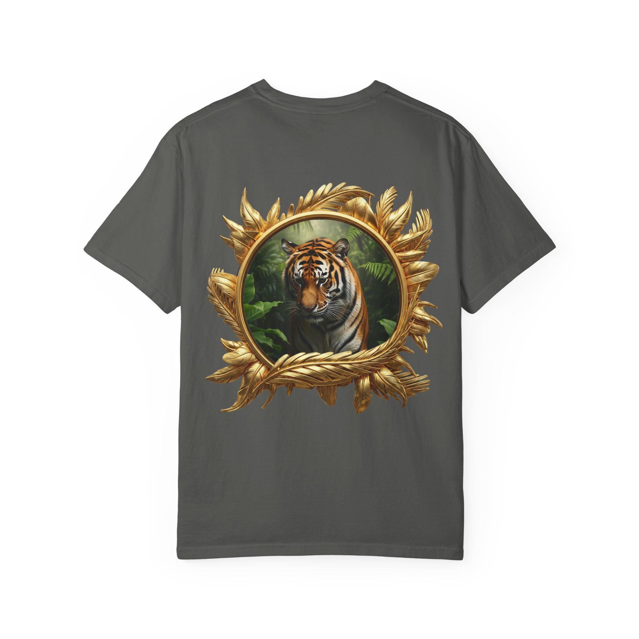 Prowling Tiger T-Shirt, Jungle Wildlife, 3D Gold Print