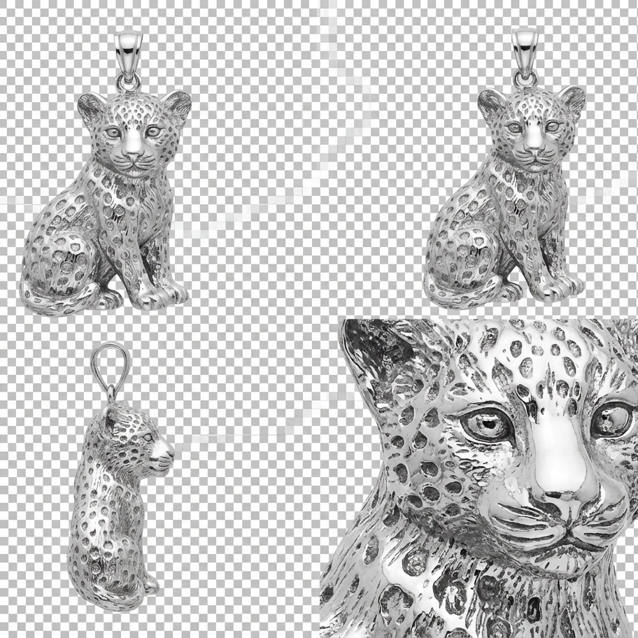 Leopard Cub Pendant – Gold, Silver & Brass Jewelry, Animal Charm, Gift for Wildlife and Jewelry Lovers